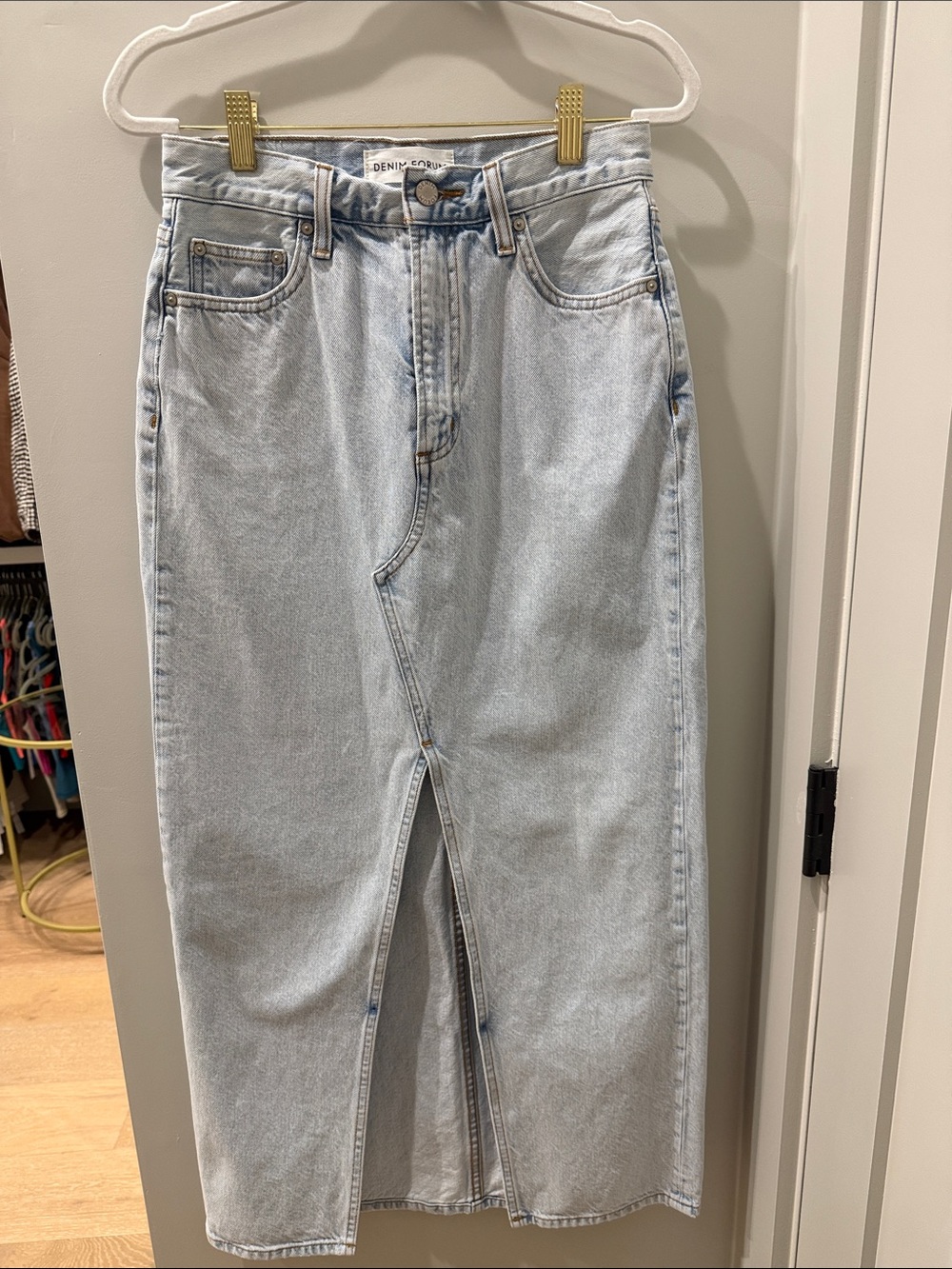 Denim Forum Light Blue Denim Midi Skirt
